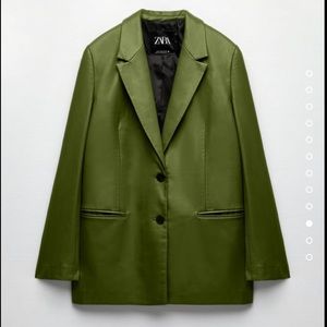Zara Green Leather Blazer